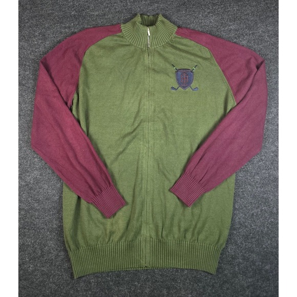 London House Other - London House Men's Green Maroon Hilfiger Golf Sweater 1/4 Zip Preppy Size 2XL